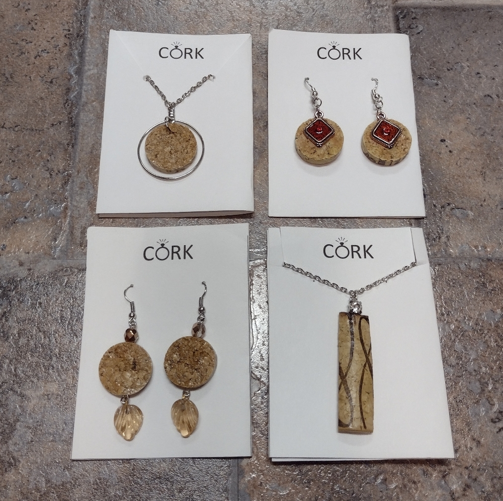 Handmade cork jewelry lot NEW
